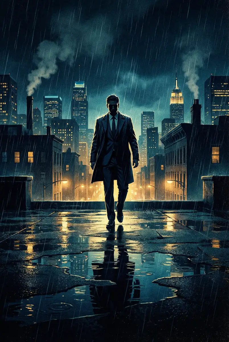 原神雷种子等级不够 出品影片《雨夜独行者》海报，雨中城市屋顶男性剪影